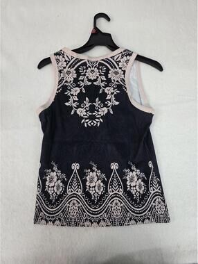 Women's Black Floral Sleeveless Tank Top Size S